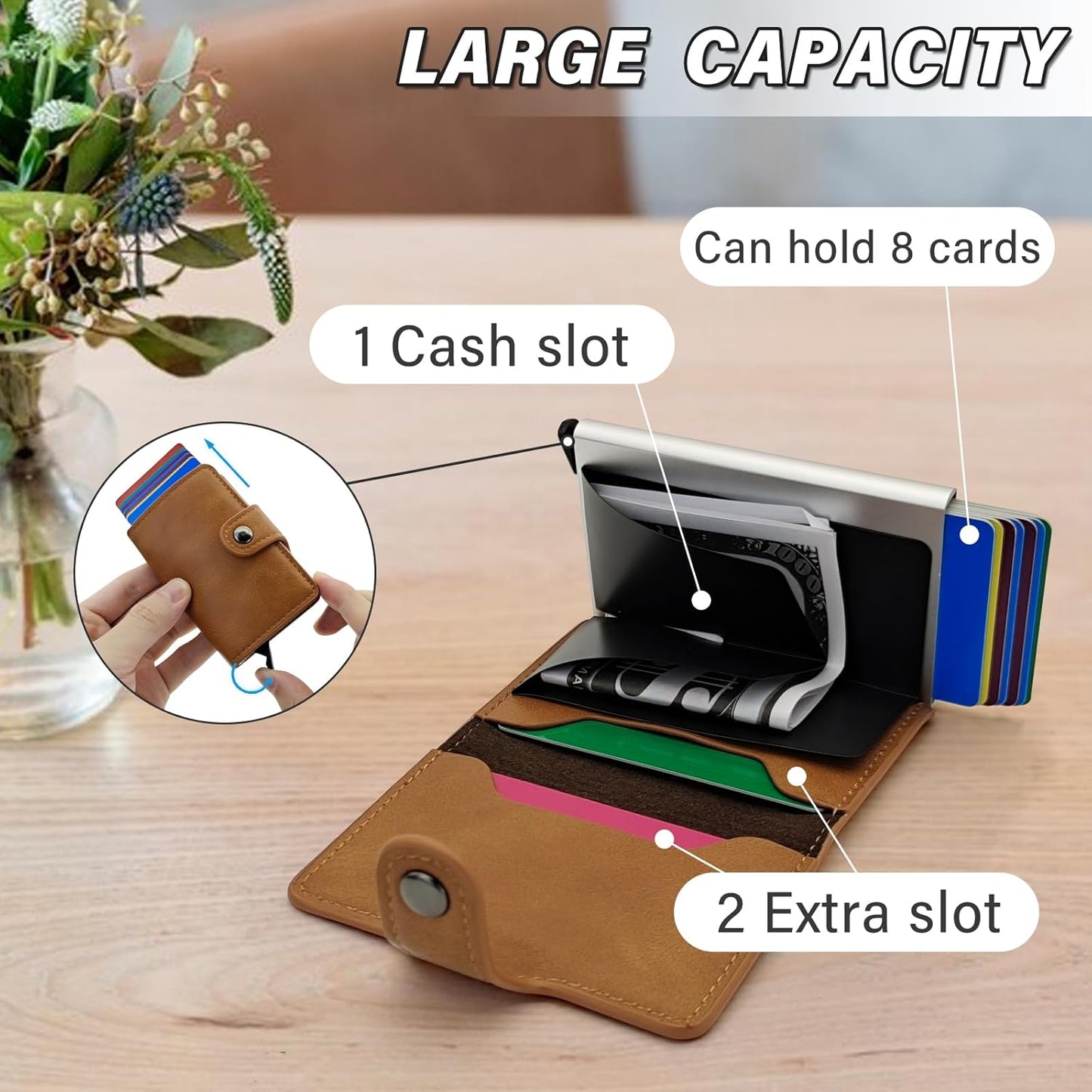 Mens card holder popup wallet