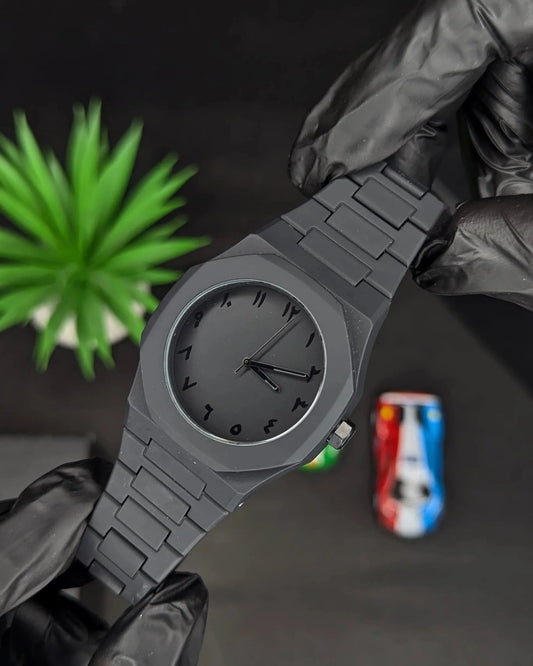 Black Arabic Digital Men's aura Watch